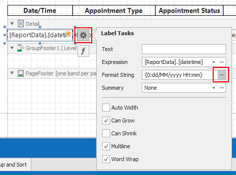 Format String for Date and Time Merge Field